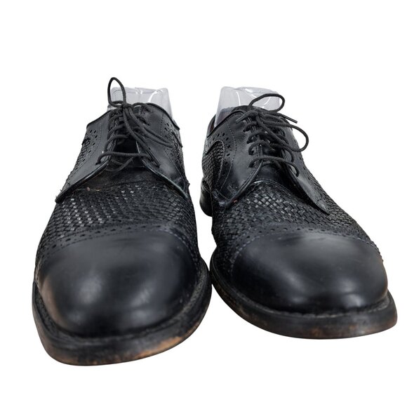 Allen Edmonds Shreveport Black Leather Lace Up Oxfords Size 9.5 Split Toe Woven - Picture 4 of 15